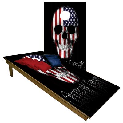 CornholeGamesUSA Handmade Premium Wooden Cornhole Board Set - Skull Series - Handmade in USA, Regulation Size 2'x4', Made of Baltic Birch | Includes 8 Cornhole Bags