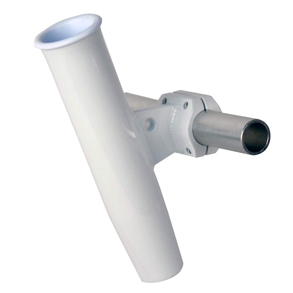 1.66 in. Aluminum Horizontal Clamp-On Rod Holder with Powder Coated & Sleeve44; OD - White