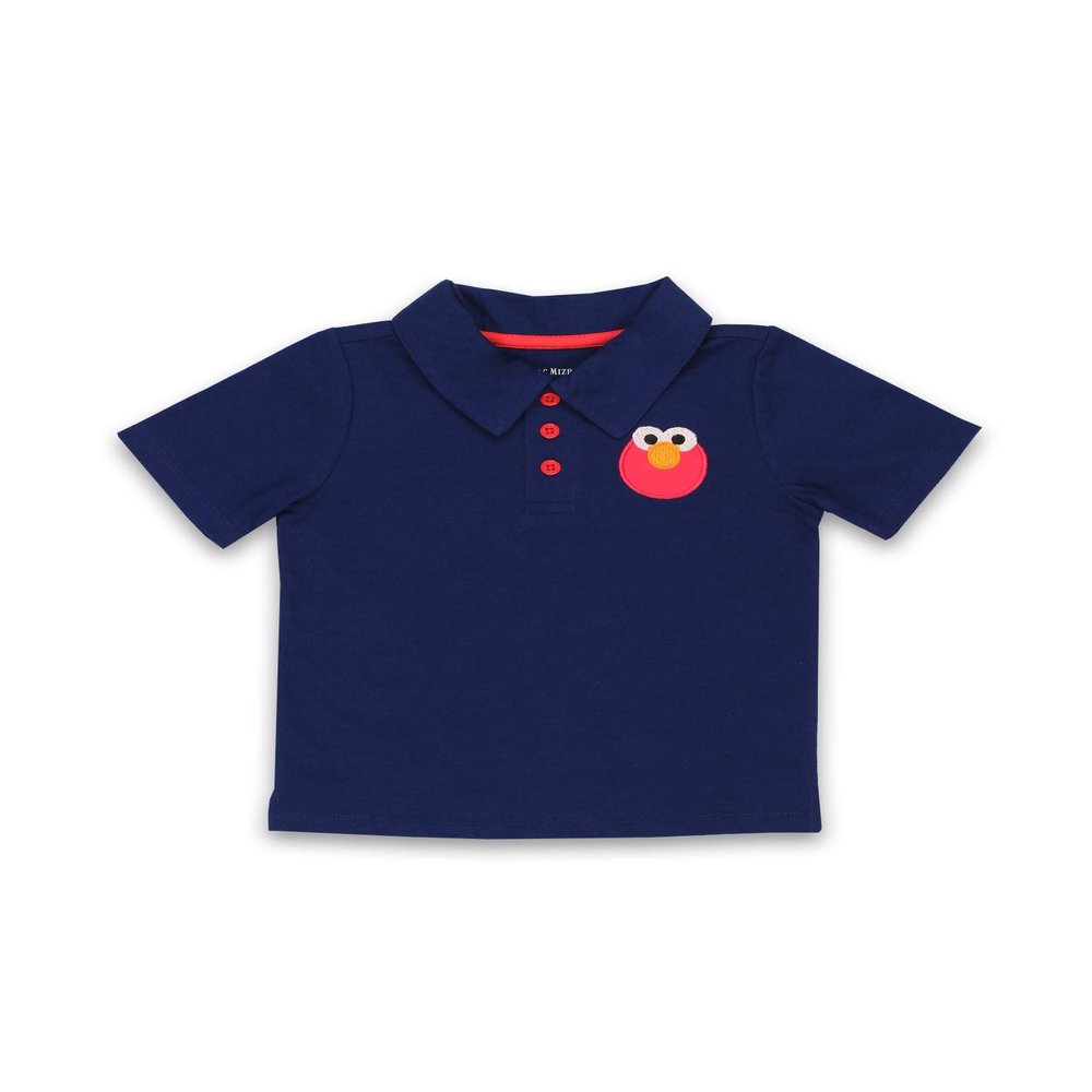 Isaac Mizrahi Loves Sesame Street Gang Elmo Baby Toddler Polo Collared Shirt (24 Months, Navy)