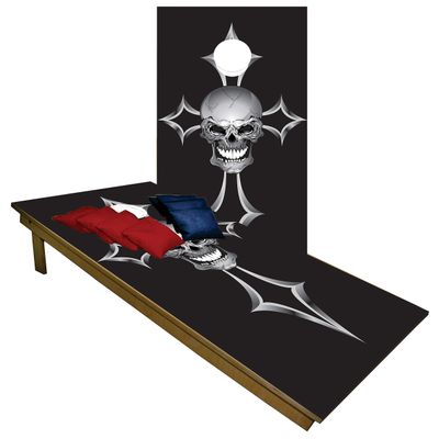 CornholeGamesUSA Handmade Premium Wooden Cornhole Board Set - Skull Series - Handmade in USA, Regulation Size 2'x4', Made of Baltic Birch | Includes 8 Cornhole Bags