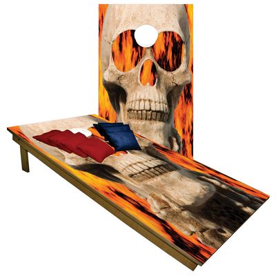 CornholeGamesUSA Handmade Premium Wooden Cornhole Board Set - Skull Series - Handmade in USA, Regulation Size 2'x4', Made of Baltic Birch | Includes 8 Cornhole Bags