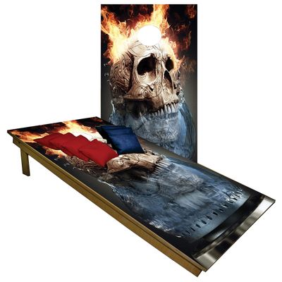 CornholeGamesUSA Handmade Premium Wooden Cornhole Board Set - Skull Series - Handmade in USA, Regulation Size 2'x4', Made of Baltic Birch | Includes 8 Cornhole Bags