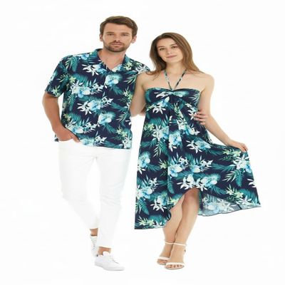 Matchable Couple Hawaiian Luau Butterfly Dress in Orchid Breeze, Women 2XL