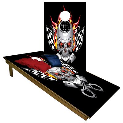 CornholeGamesUSA Handmade Premium Wooden Cornhole Board Set - Skull Series - Handmade in USA, Regulation Size 2'x4', Made of Baltic Birch | Includes 8 Cornhole Bags