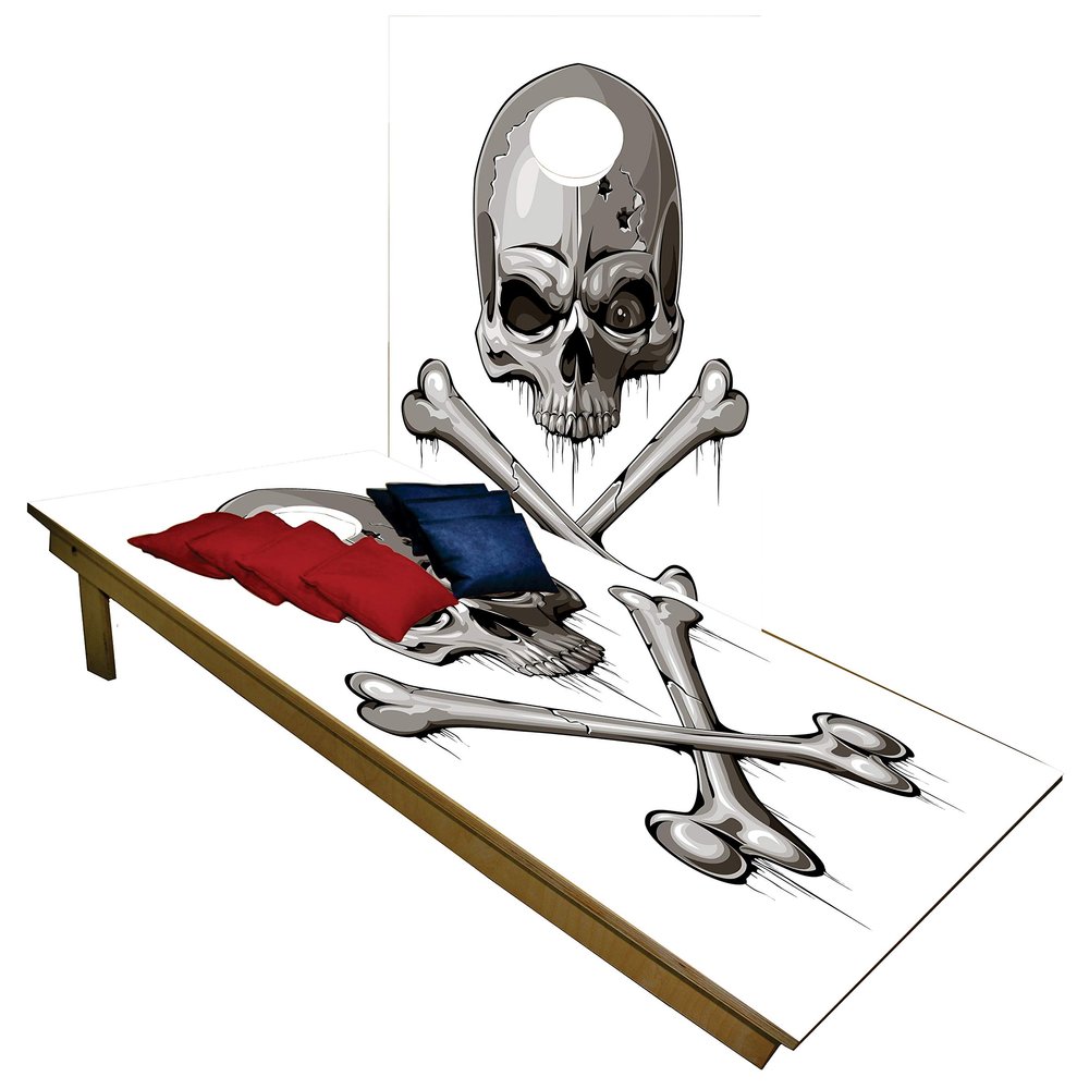 CornholeGamesUSA Handmade Premium Wooden Cornhole Board Set - Skull Series - Handmade in USA, Regulation Size 2'x4', Made of Baltic Birch | Includes 8 Cornhole Bags