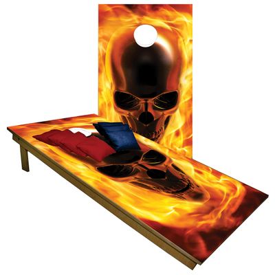 CornholeGamesUSA Handmade Premium Wooden Cornhole Board Set - Skull Series - Handmade in USA, Regulation Size 2'x4', Made of Baltic Birch | Includes 8 Cornhole Bags