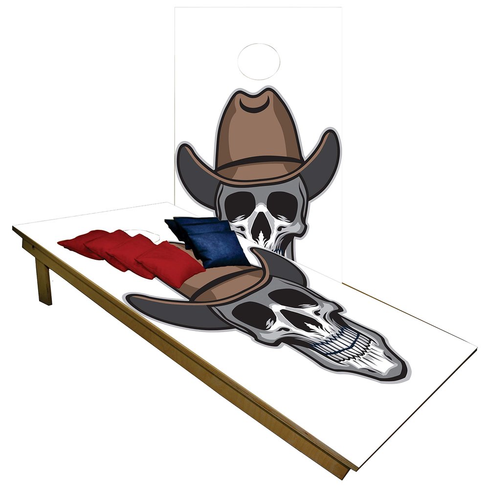 CornholeGamesUSA Handmade Premium Wooden Cornhole Board Set - Skull Series - Handmade in USA, Regulation Size 2'x4', Made of Baltic Birch | Includes 8 Cornhole Bags