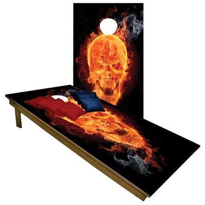 CornholeGamesUSA Handmade Premium Wooden Cornhole Board Set - Skull Series - Handmade in USA, Regulation Size 2'x4', Made of Baltic Birch | Includes 8 Cornhole Bags