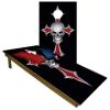 CornholeGamesUSA Handmade Premium Wooden Cornhole Board Set - Skull Series - Handmade in USA, Regulation Size 2'x4', Made of Baltic Birch | Includes 8 Cornhole Bags view 1