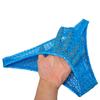 Jaxu Sexy Mens Semi See-through Lace Bikini Briefs Underwear Breathable Cheeky Briefs Sissy Skimpy Underpants 3-Pack(blue,hot pink,black) L view 3