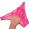 Jaxu Sexy Mens Semi See-through Lace Bikini Briefs Underwear Breathable Cheeky Briefs Sissy Skimpy Underpants 3-Pack(blue,hot pink,black) L view 4