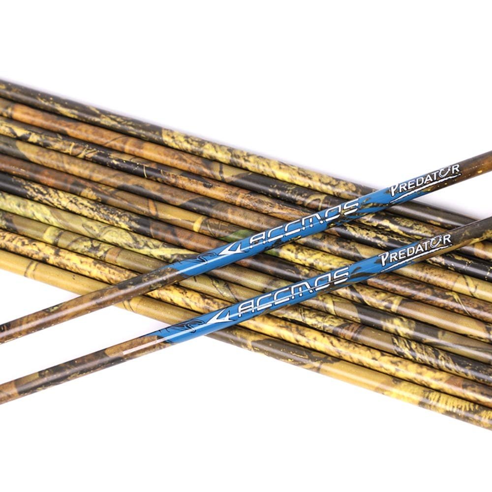 ACCMOS 350 Spine Arrow Shaft 25 Inch Arrow Shafts DIY Target Practice Arrow Shafts Hunting Arrow Shaft Carbon Arrow Tube Compound Bow Recurve Bow Adult Youth Archery Indoor Outdoor Shooting 12pc Camo