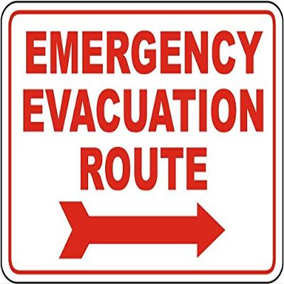 The Sign Studio - 18 x 24  Emergency Evacuation Route Sign (Right Arrow) Signs - .080 Aluminum