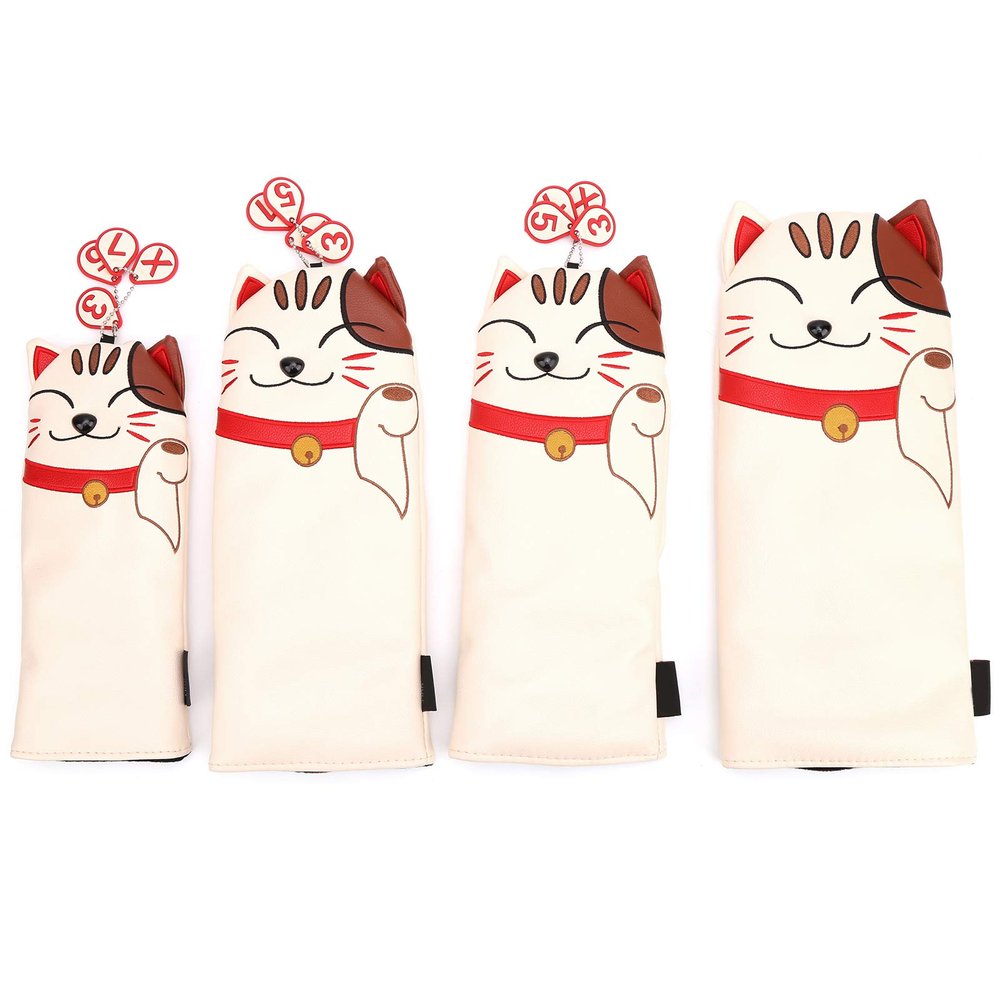 VGEBY Headcovers, Water PU Cartoon Cat Covers 4PCS #1#3#5 UT Kneepad