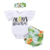 IMEKIS Aloha Beaches Pineapple Outfit Baby Girl Ruffle Sleeve Romper Shorts Pants Headband Hawaii Summer fruits 1st Birthday Coming Home Clothes Newborn Hawaiian 9-12 Months view 1