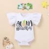 IMEKIS Aloha Beaches Pineapple Outfit Baby Girl Ruffle Sleeve Romper Shorts Pants Headband Hawaii Summer fruits 1st Birthday Coming Home Clothes Newborn Hawaiian 9-12 Months view 3