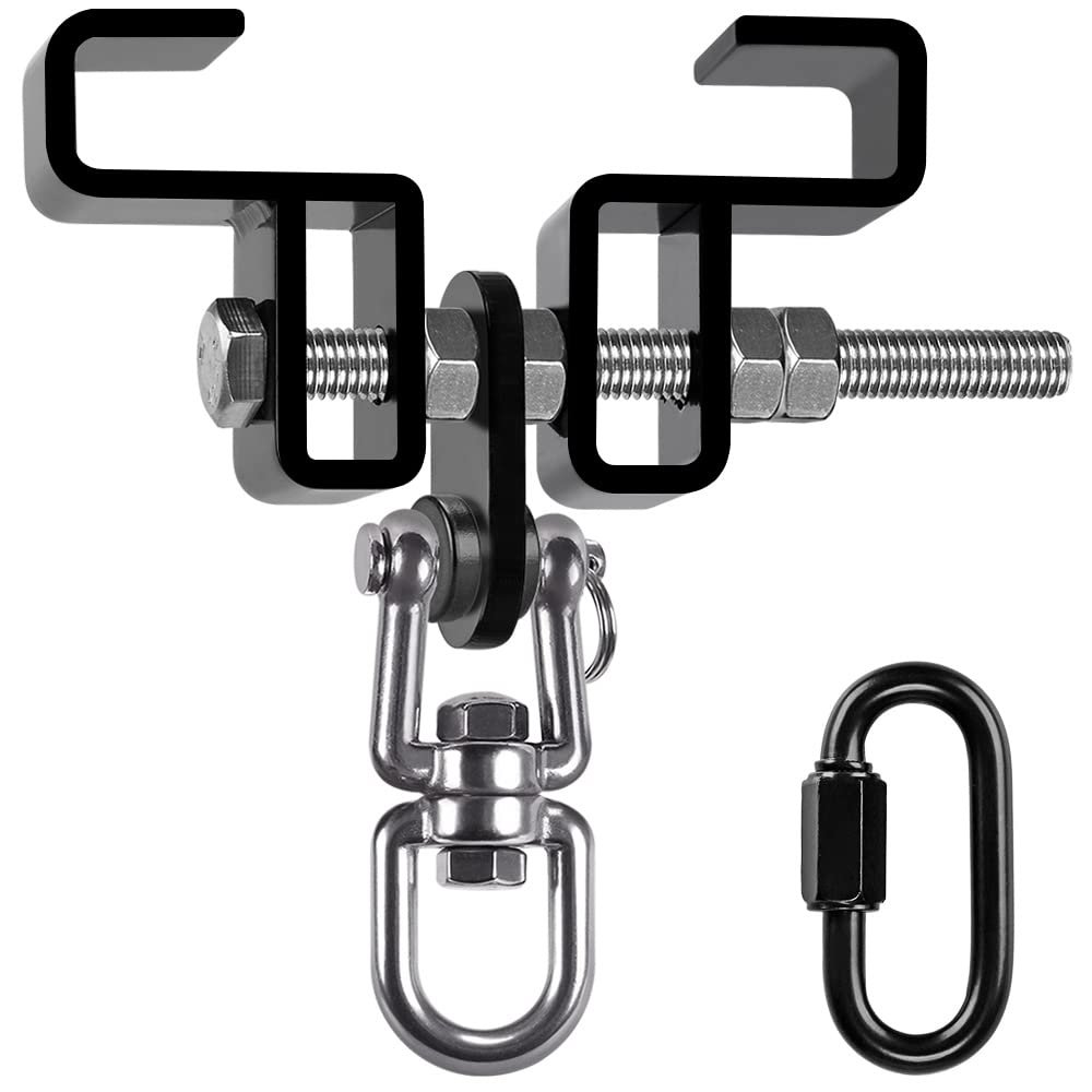 SELEWARE Heavy Duty Steel Beam Clamp, Heavy Bag Mount, Punching Bag Hanger Heavy Duty Holder for Boxing, Muay Thai and MMA Training, 360 Swivel Hardware, W/Carabiner
