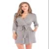 Honeystore Women's Lightweight Soft Kimono Robes Mini Sleepwear Loungewear H0031-Gray L view 2