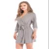 Honeystore Women's Lightweight Soft Kimono Robes Mini Sleepwear Loungewear H0031-Gray L view 4