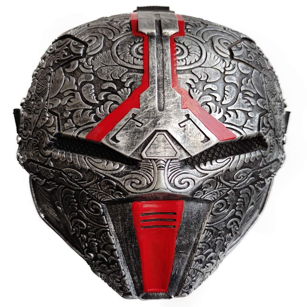 zhd Sith Acolyte Mask Thick Latex Helmet The Old Revan Cosplay Costume (Dark Gray Red), Medium, Silver