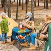 ARMOR CASTLE Folding Camping Table, Portable Outdoor Picnic Table, Lightweight Square Camp Table with Built-in 4 Cup Holders Food Basket and Travel Bag for Barbeque Beach Camping and Tailgate Blue view 2