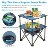 ARMOR CASTLE Folding Camping Table, Portable Outdoor Picnic Table, Lightweight Square Camp Table with Built-in 4 Cup Holders Food Basket and Travel Bag for Barbeque Beach Camping and Tailgate Blue view 4