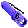 FIGHTSENSE (6 Pc) Wholesale Heavy Duty Flashlight Stun Gun - High Voltage Police Grade Strength - Rechargeable Batteries - Bright LED Flashlight with Three Modes (Purple X6) view 1