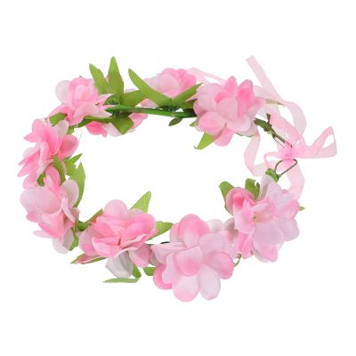 PRETYZOOM Pink Girls Wreath Headband Headpiece Headband Wreath Artificial Silk Rose for Kids Toddler