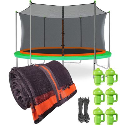 14Ft Trampoline Net Replacement with 6 Caps, Trampoline Net Fit for 14Ft Round-6 Straight Poles(Not Include Poles)