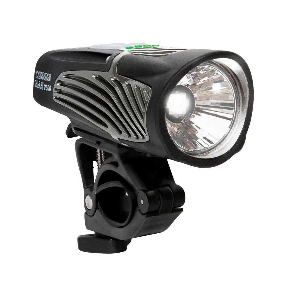 NiteRider Lumina Max 2500 Lumen Front Bike Light | USB-C Rechargeable LED Headlight with Wireless Control, 8 Lighting Modes, 8-Step Fuel Gauge, IP64 Waterproof | Road Cycling, MTB, e-Bike