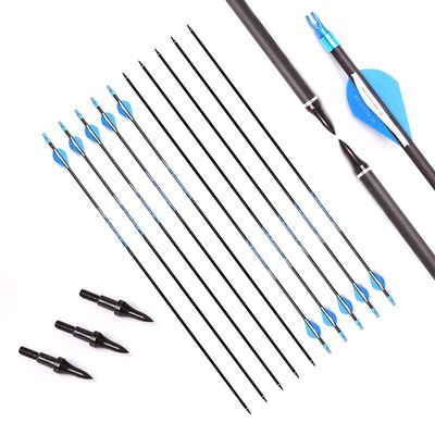 350 Spine Arrow 28.5 Inch Arrow Target Practice Arrow Hunting Arrow Carbon Arrows Compound Bow Recurve Bow Adult Youth Archery Indoor Outdoor Shooting Field Tip 12pc