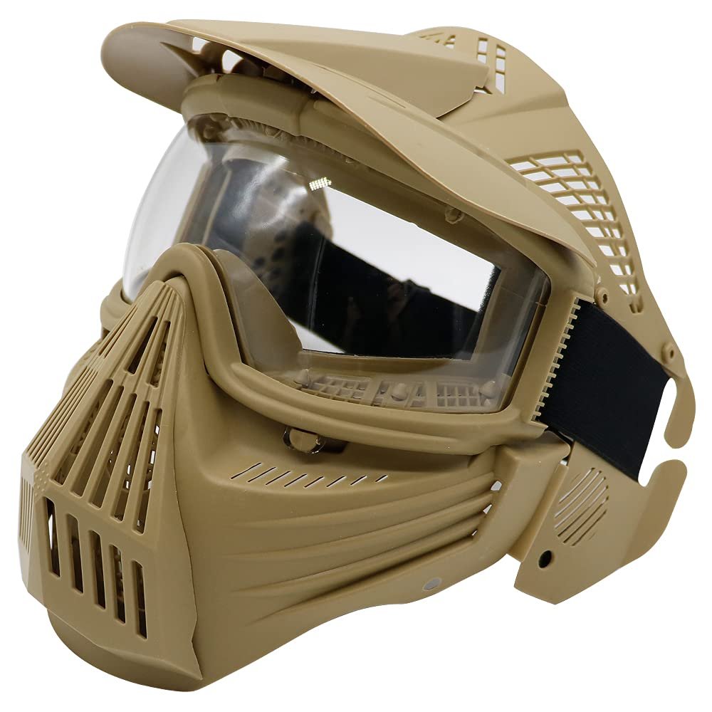Tactical Mask Airsoft Masks, for Airsoft BB Hunting, CS Game Full Face Tactical Gear, Impact Resistant with Goggles, Motocross Skiing Outdoor Activities