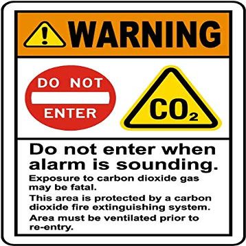 The Sign Studio - 10 x 14 - Warning. Do not Enter When Alarm is Sounding. Exposure to Carbon Dioxide Gas May be Fatal. This Area is Protected by a Carbon Dioxide fire extinguishing.