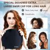 Extra Large Swim Cap for Braids and Dreadlocks Afro Hair Weaves Long Hair, Waterproof Silicone Cover Ear Bath Pool Shower Swimming Cap for Women Men Youth Adult Kids Girl to Keep Hair Dry, Black view 3