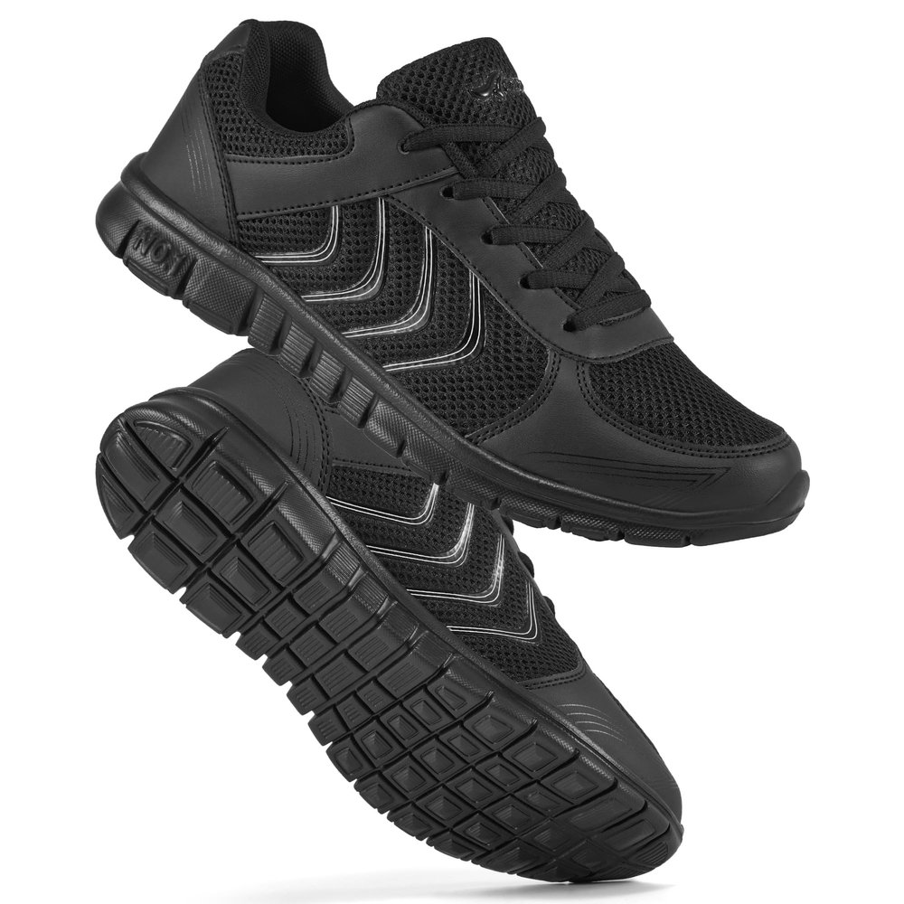 DUOYANGJIASHA Womens Sneakers Walking Shoes Comfortable Non Slip Tennis Shoes Breathable Lightweight Footwear for Casual Work Allblack