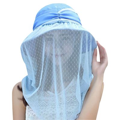Felice Sun UV Protection Sunhat with Mesh Veil Head Net Hat for Fishing Cycling Hiking Camping Light Blue, One Size