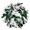 Cheerleading Pom Poms Metalic Holographic Cheerleader with Baton Handle 6 inch 1 Pair 2 Pieces (Hunter Green/White) view 1