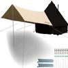 DANCHEL OUTDOOR Waterproof Bell Tent Awning Camping Tarp  Portable Entrance 4 Season Canopy Cover with 6.5ft Poles, Khaki 13x9.8ft Glamping Accessories view 1