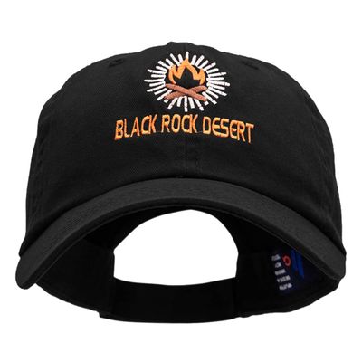 Black Rock Flame Embroidered Unstructured Cotton Twill Cap - Black OSFM