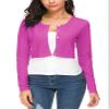EXCHIC Women's Cropped Knit Cardigan Sweater Long Sleeve Button Down Open Front Bolero Shrug for Spring and Fall (M, Rose) view 2