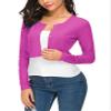 EXCHIC Women's Cropped Knit Cardigan Sweater Long Sleeve Button Down Open Front Bolero Shrug for Spring and Fall (M, Rose) view 3