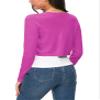 EXCHIC Women's Cropped Knit Cardigan Sweater Long Sleeve Button Down Open Front Bolero Shrug for Spring and Fall (M, Rose) view 4