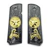 1911 Metal Grips, Gun Grips Screws Included, Full Size (Government/Commander), Scroll Texas Star Grips, Ambi Safety Cut Black Gold view 1