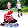 2 in 1 Roller Skates 4 Size Adjustable Roller Skates for Kids and Adults Outdoor Flashing Wheel Skates (Red Full Flash Shoes, Large) view 2
