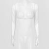 ACSUSS Women Mesh Gloves Tops Sun Protection Long Sleeve Open Front Buckle Crop Top Clubwear White Medium view 2