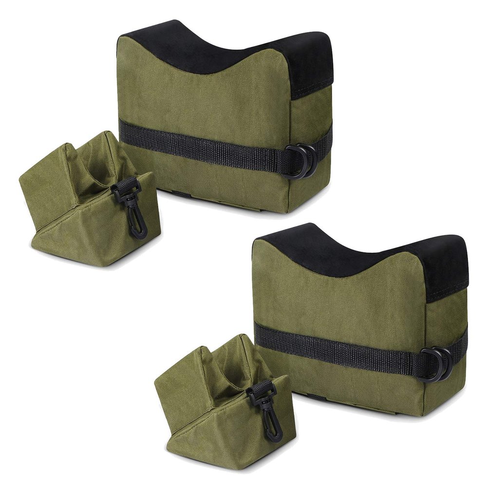 Gogoku 2-Set Shooting Rest Bags Front and Rear Bag Combo with Durable Construction and Water Resistance for Outdoor, Range, Shooting and Hunting Unfilled (Black-Army Green)