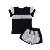 6M-7T Toddler Baby Girl Summer Clothes Set Cool Sequins T-Shirts Tees Tops Short Pants 2PCS Baby Girl Outfit Set (C Black, 6T-7T) view 1