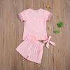 6M-7T Toddler Baby Girl Summer Clothes Set Cool Sequins T-Shirts Tees Tops Short Pants 2PCS Baby Girl Outfit Set (F Pink, 6T-7T) view 2