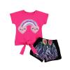 6M-7T Toddler Baby Girl Summer Clothes Set Cool Sequins T-Shirts Tees Tops Short Pants 2PCS Baby Girl Outfit Set (D Rose, 4T-5T) view 1