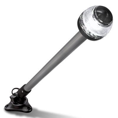 TRUE MODS 24 Inch 12-24V White LED Marine Navigation Anchor All-Round Boat Light [USCG ABYC A-16 3NM] [Waterproof] 3 Nautical Mile Folding Back Rear Top Stern Light for Fishing Bass jon Boat - Chrome